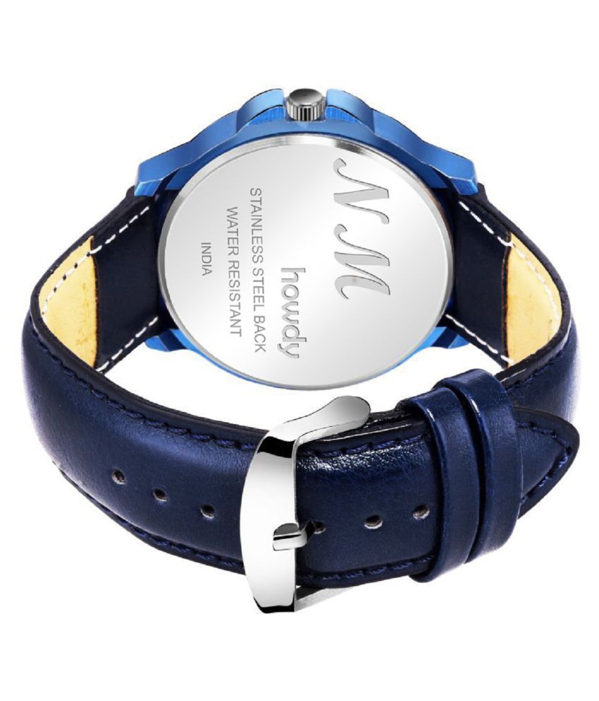 men fashion ex306 blue leather analog men's watch