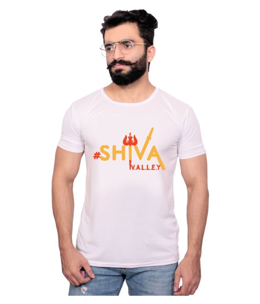     			Nityanand Enterprises White Cotton Blend T-Shirt