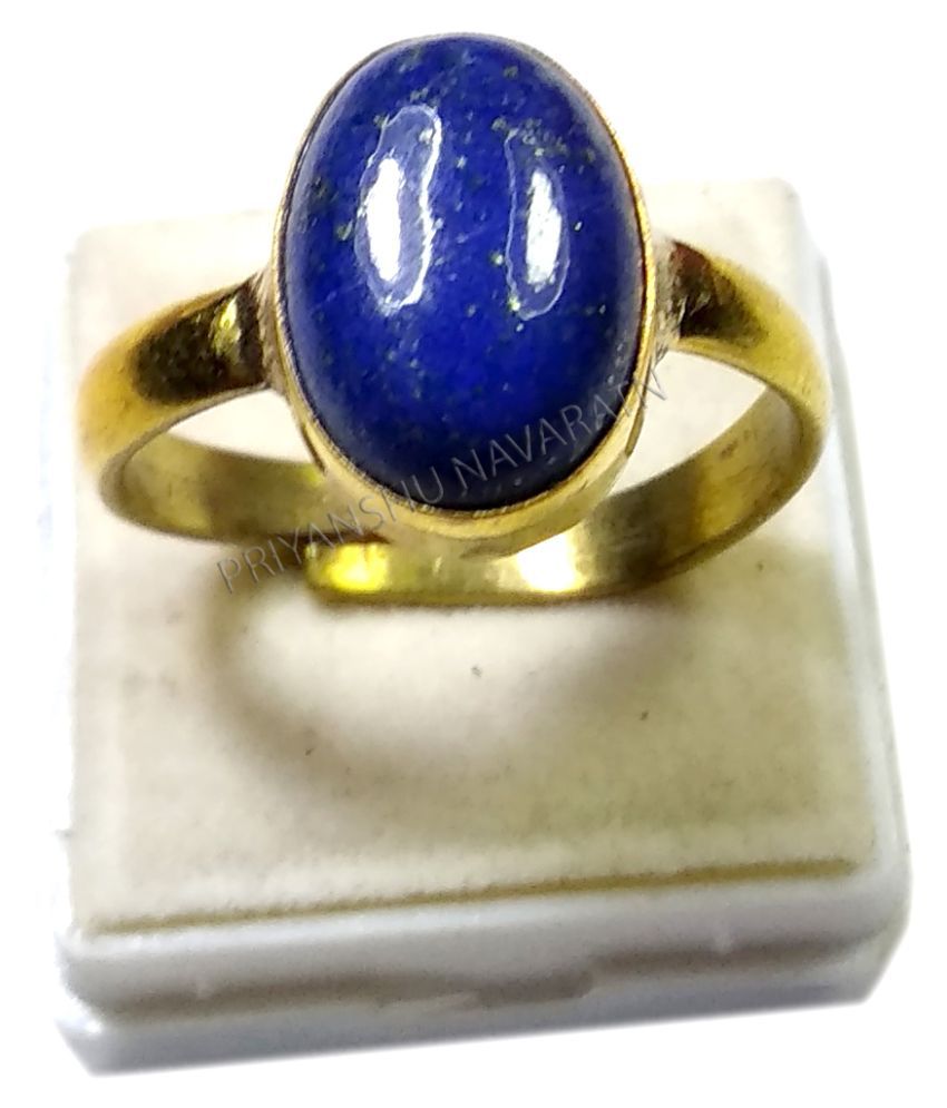 Natural Lapis Lazuli Ring 7.25-8.25 Ratti Panchdhatu Gold Plated ...