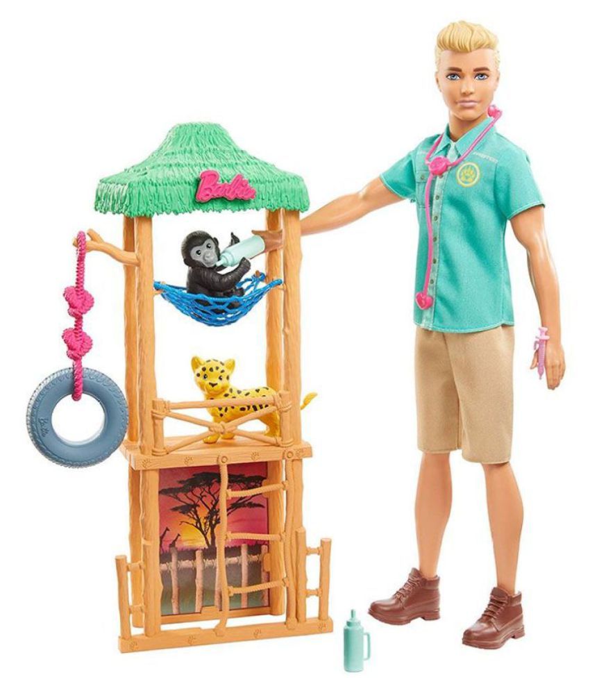 barbie ken wildlife vet playset with doll and accessories