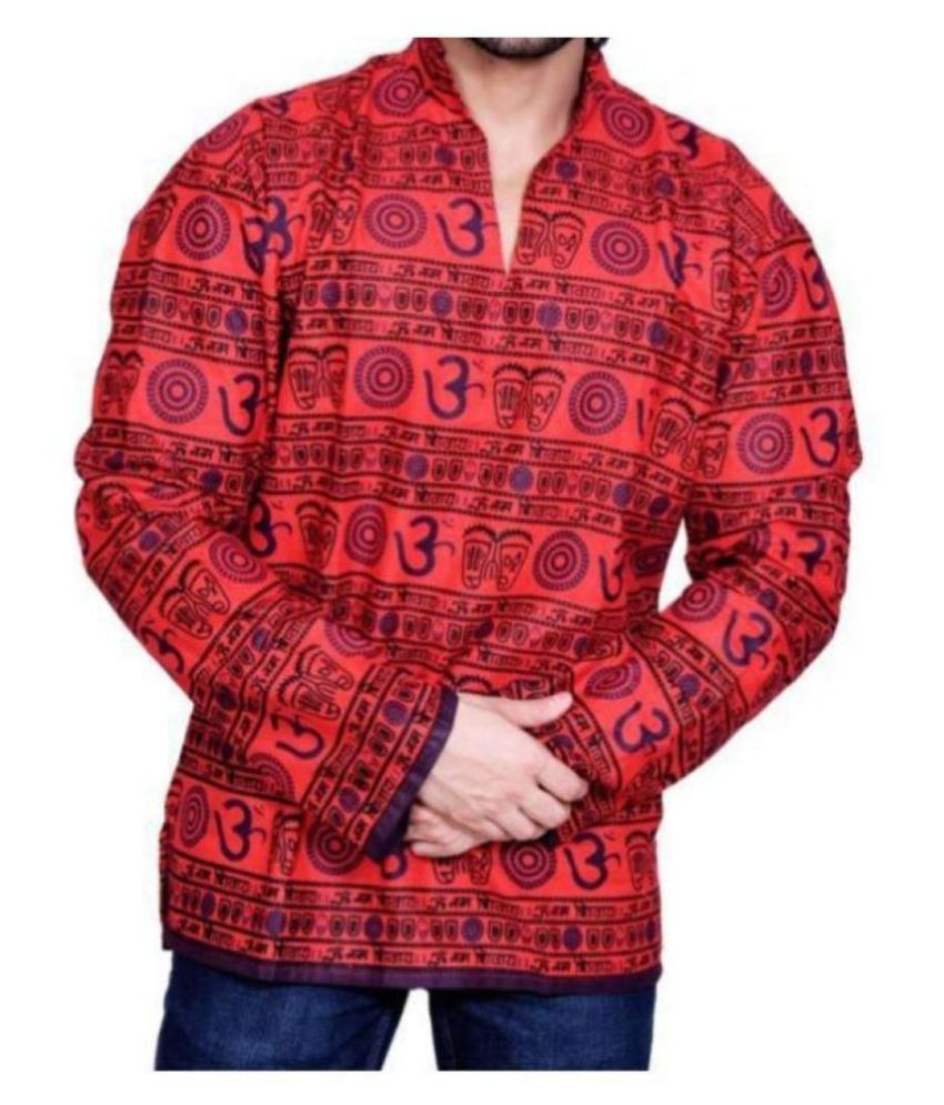 PK HUB Cotton Blend Om Printed Red 