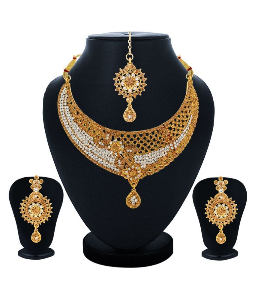 Sukkhi Alloy Golden Choker Traditional 18kt Gold Plated Necklaces Set