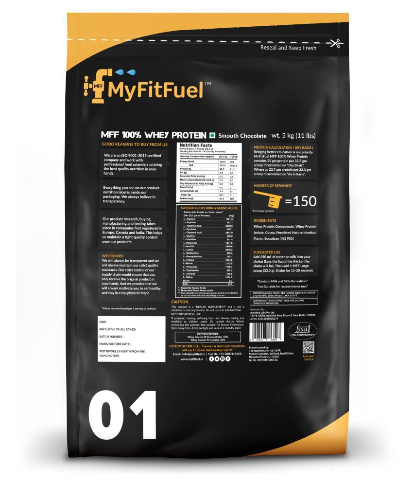 MyFitFuel MFF 100% Whey Protein, 5 Kg (Chocolate Smooth) 5 kg Pack of 5 ...