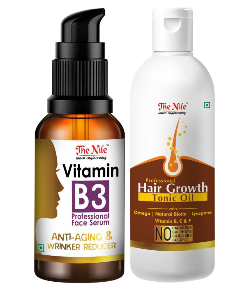    			The Nile Professional Vitamin B3 Face Serum + Hair Growth Tonic 100 ML Face Serum 130 mL Pack of 2