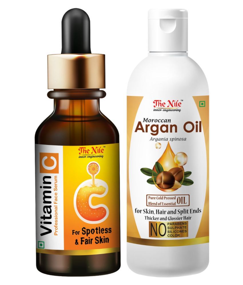     			The Nile Professional Vitamin C Face Serum + Moroccan Argan Oil 100 ML Face Serum 130 mL Pack of 2