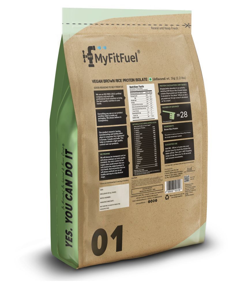 MyFitFuel Plant Brown Rice Protein 1 Kg (2.2 lbs ...
