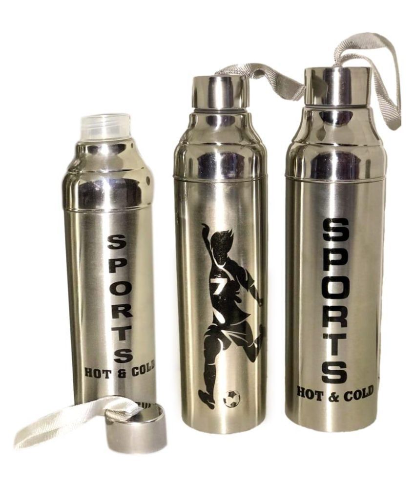     			Dynore Insulated Hot&Cold Silver 1000 mL Steel Water Bottle set of 3