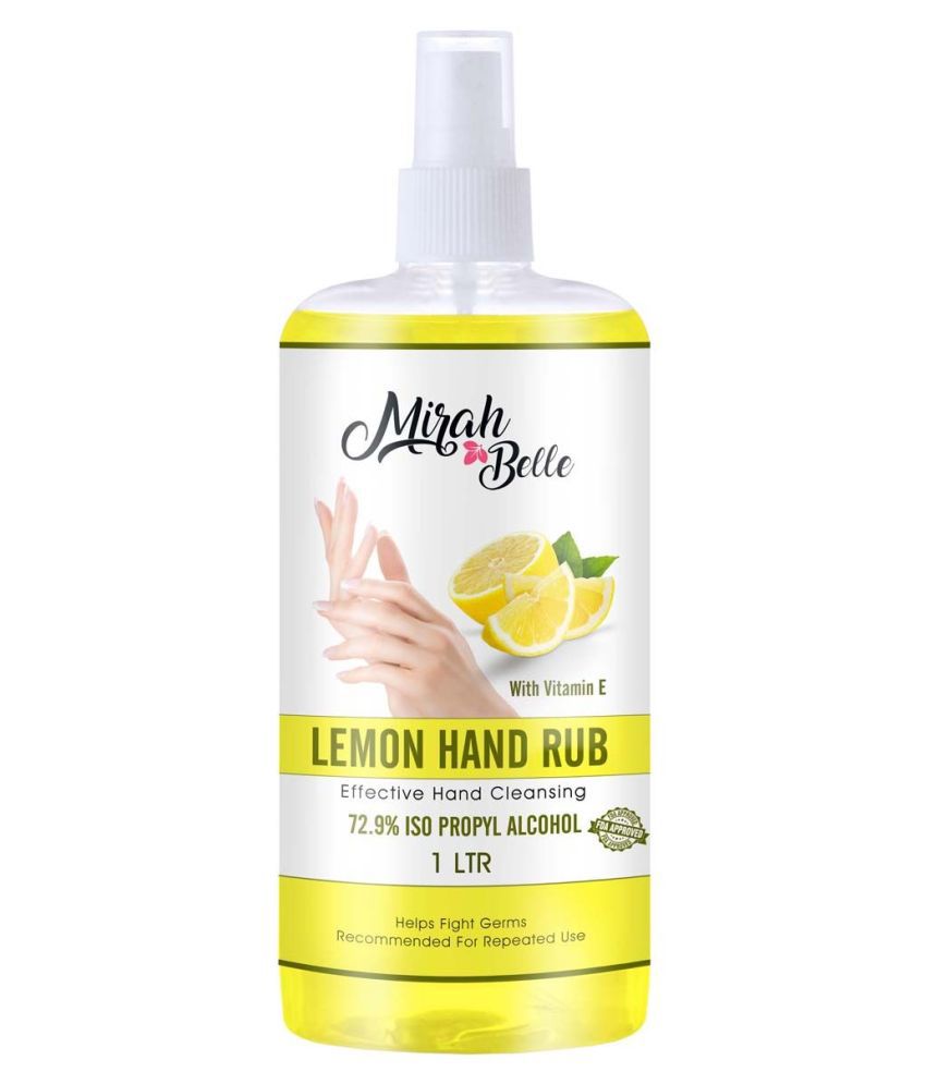 Mirah Belle Lemon Hand Rub Spray (1LITRE) ( With Vit- E),(72.9% Alcohol) Hand Sanitizer 1000 mL Pack of 1