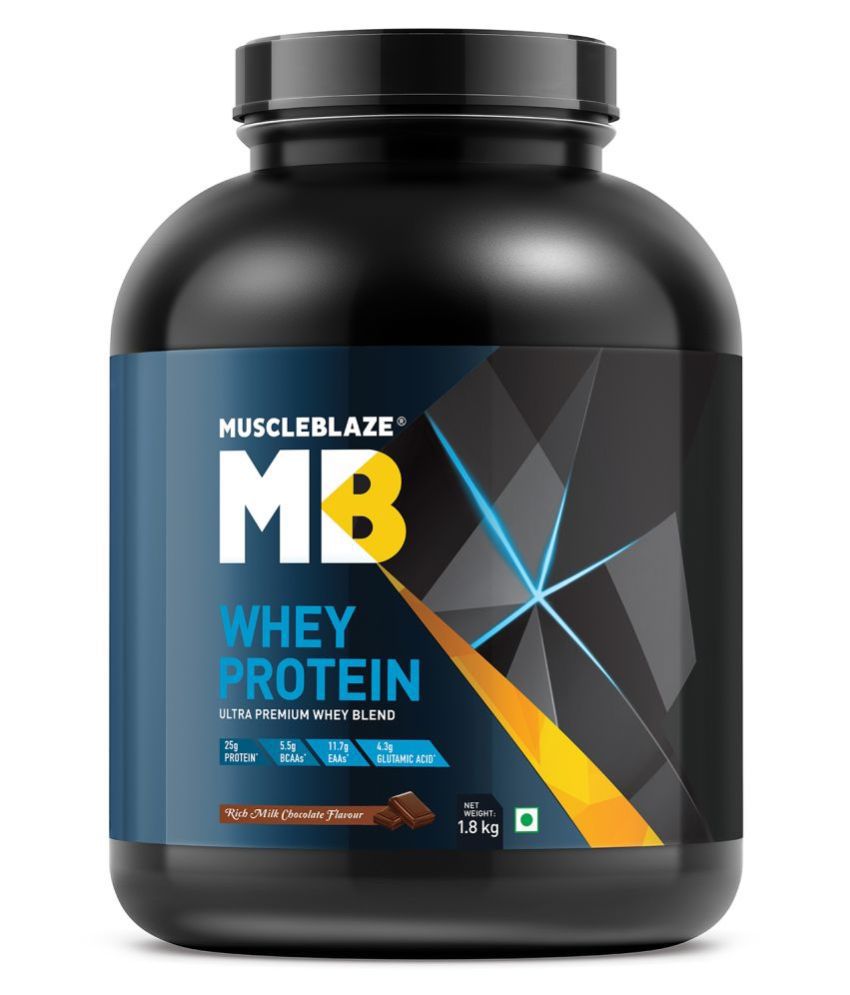 MuscleBlaze 100% Whey Protein, Ultra Premium Whey Blend (Rich Milk Chocolate, 1.8 kg / 4 lb, 54 Servings)