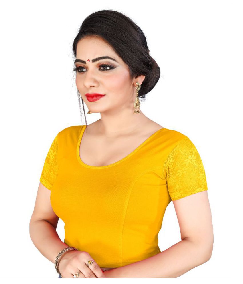 P V CREATION Yellow Cotton Readymade without Pad Blouse - Buy P V ...