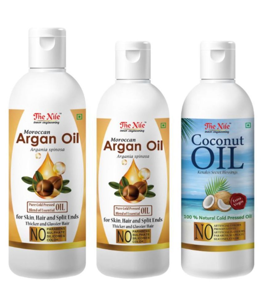    			The Nile Argan Oil 200 ML + 100 Ml(300 ML) + Coconut Oil 100 Ml 400 mL Pack of 3