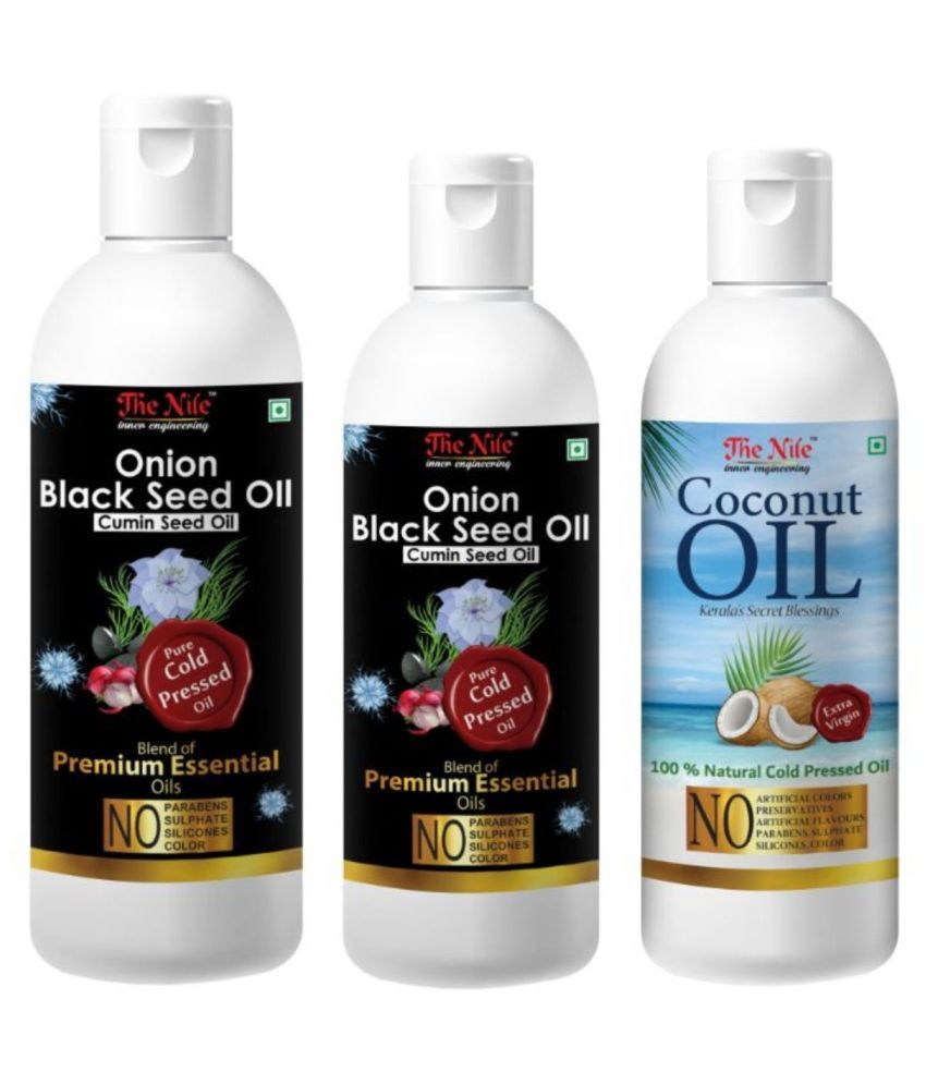     			The Nile Onion Blackseed 200 ML+100ML (300 ML) + Coconut Oil 100 ML 400 mL Pack of 3