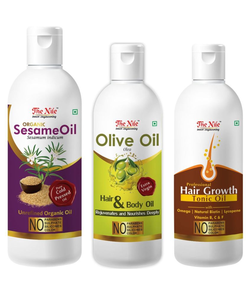     			The Nile Sesame Oil 200 ML + Olive Oil 100 ML + Hair Tonic 100 Ml 400 mL Pack of 3