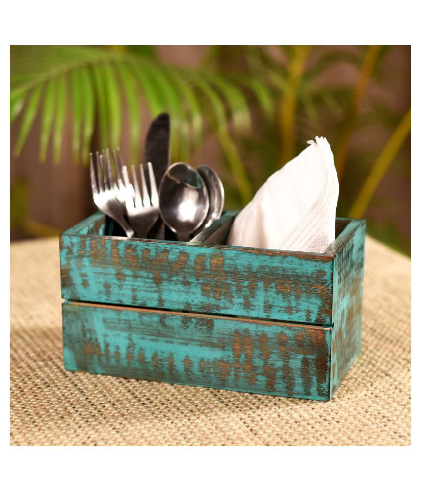     			Unravel India 1 Pcs Wooden Cutlery Holder