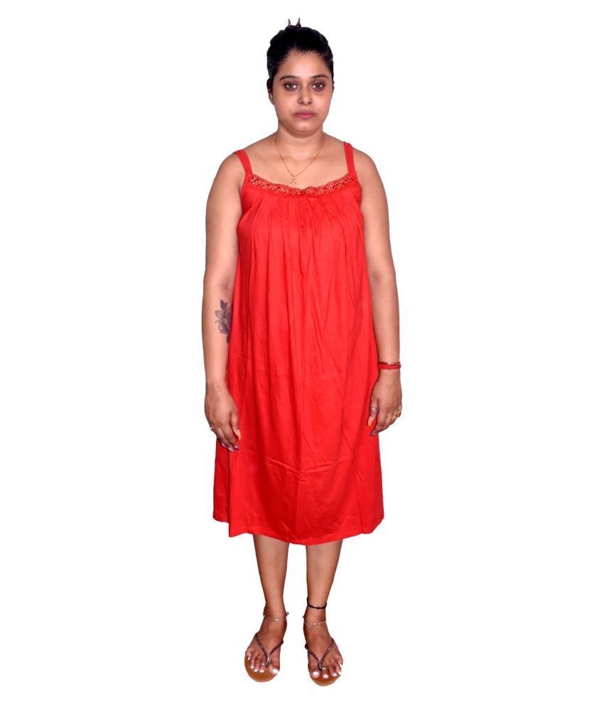     			PIYALI'S CREATION WOMEN'S Cotton Nighty & Night Gowns - Red