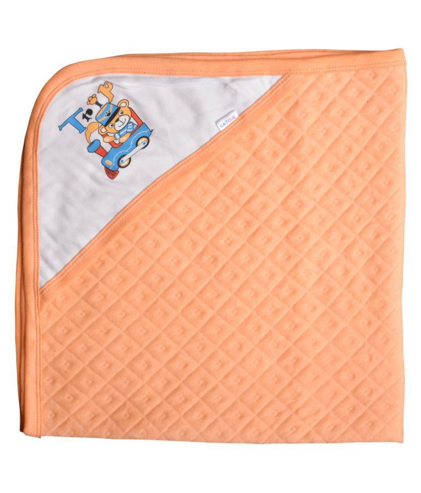 CATCUB Orange Polyester Towel cum blanket ( 72 cm × 72 cm 1 pcs )