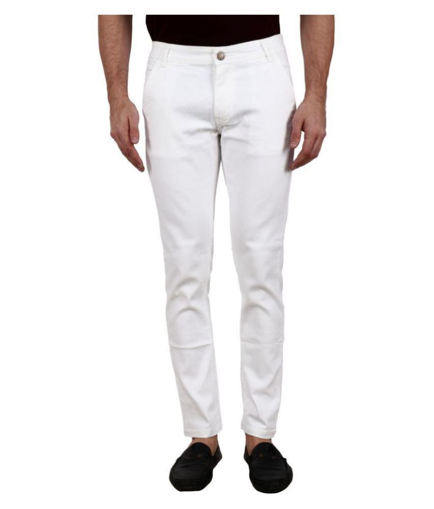     			ZAYSH White Regular Fit Jeans