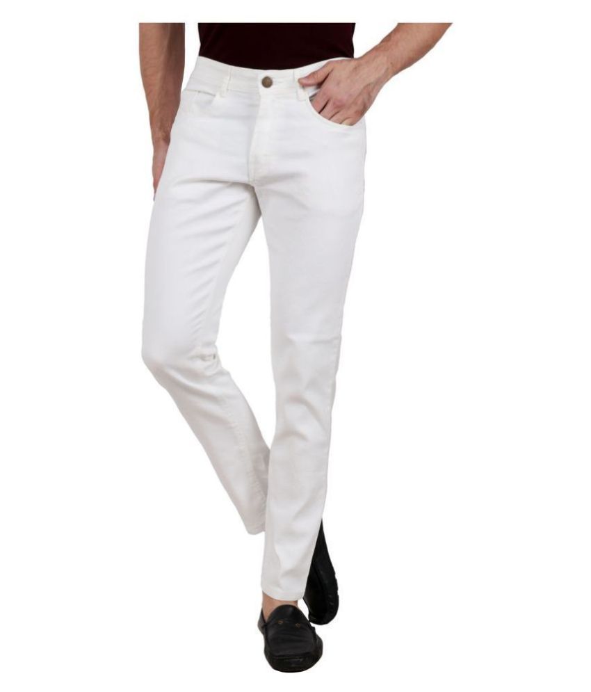     			ZAYSH White Regular Fit Jeans