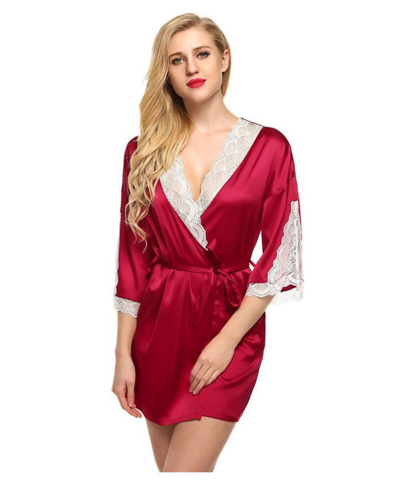 silk maroon robe
