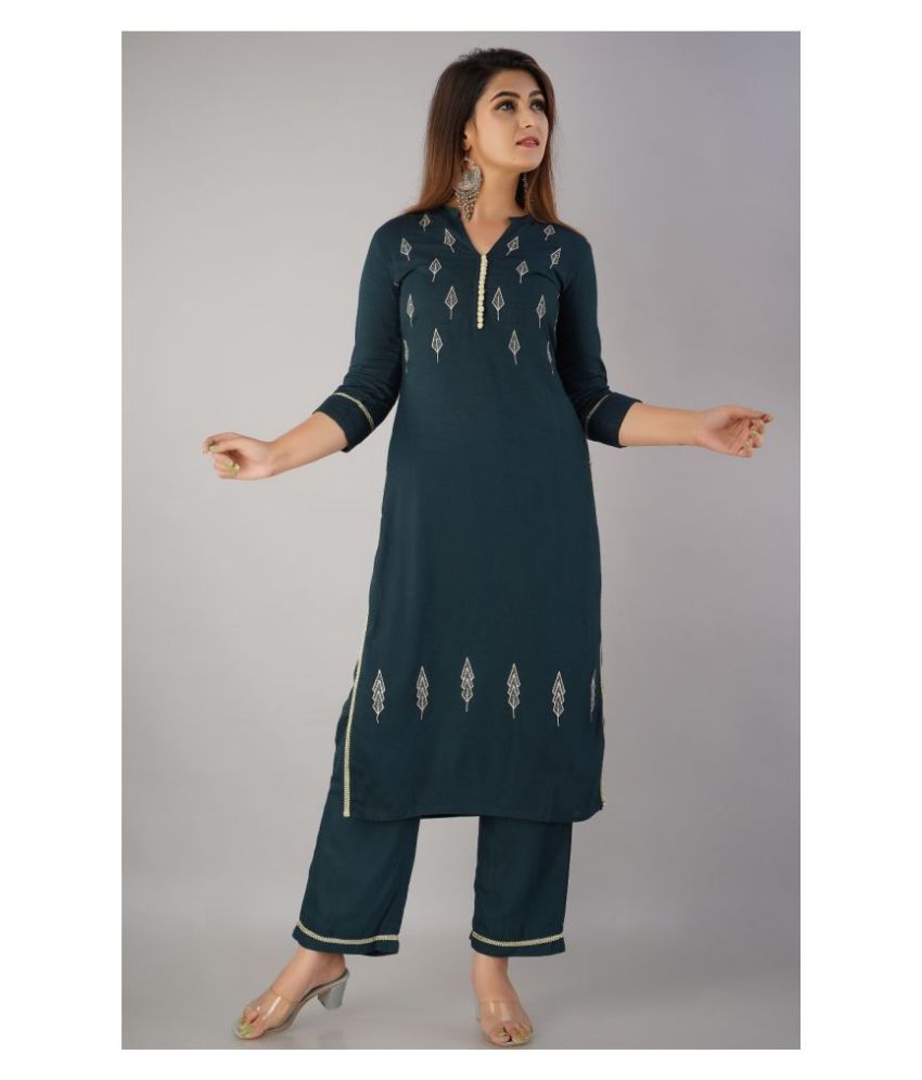     			SVARCHI Rayon Kurti With Palazzo - Stitched Suit