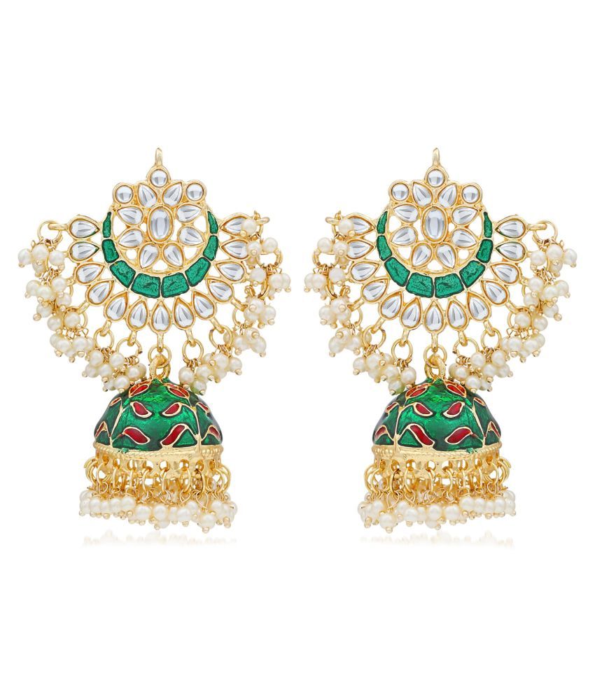     			Sukkhi Exclusive Pearl Gold Plated Kundan Meenakari Jhumki Earring Form Women