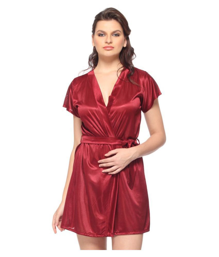 silk maroon robe