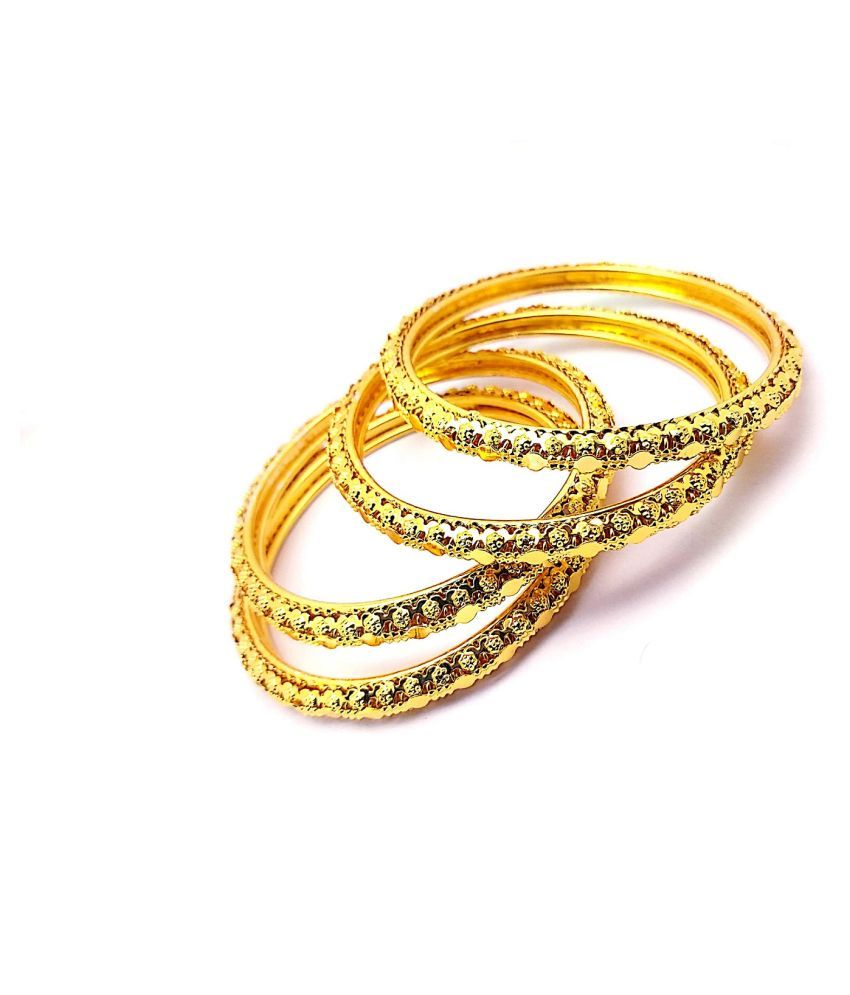 REAL ART JEWELRY Gold Plated Fashion Bangles 4Pc Set.: Buy REAL ART ...