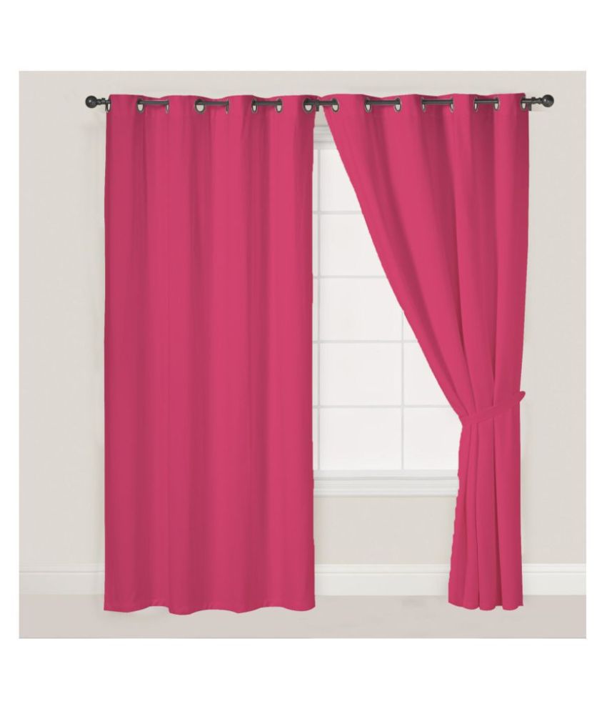     			Oasis Hometex Single Door Blackout Room Darkening Eyelet Cotton Curtains Pink