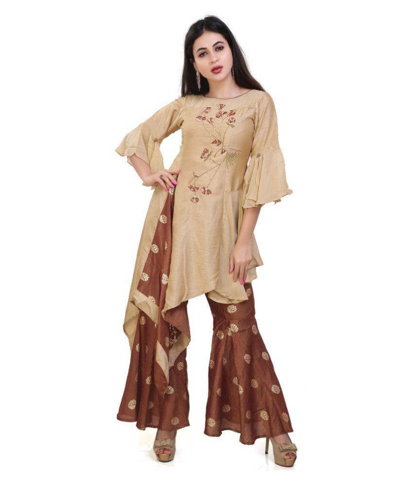 Rstyle Georgette Kurti With Palazzo - Stitched Suit - Buy Rstyle Georgette Kurti With Palazzo 