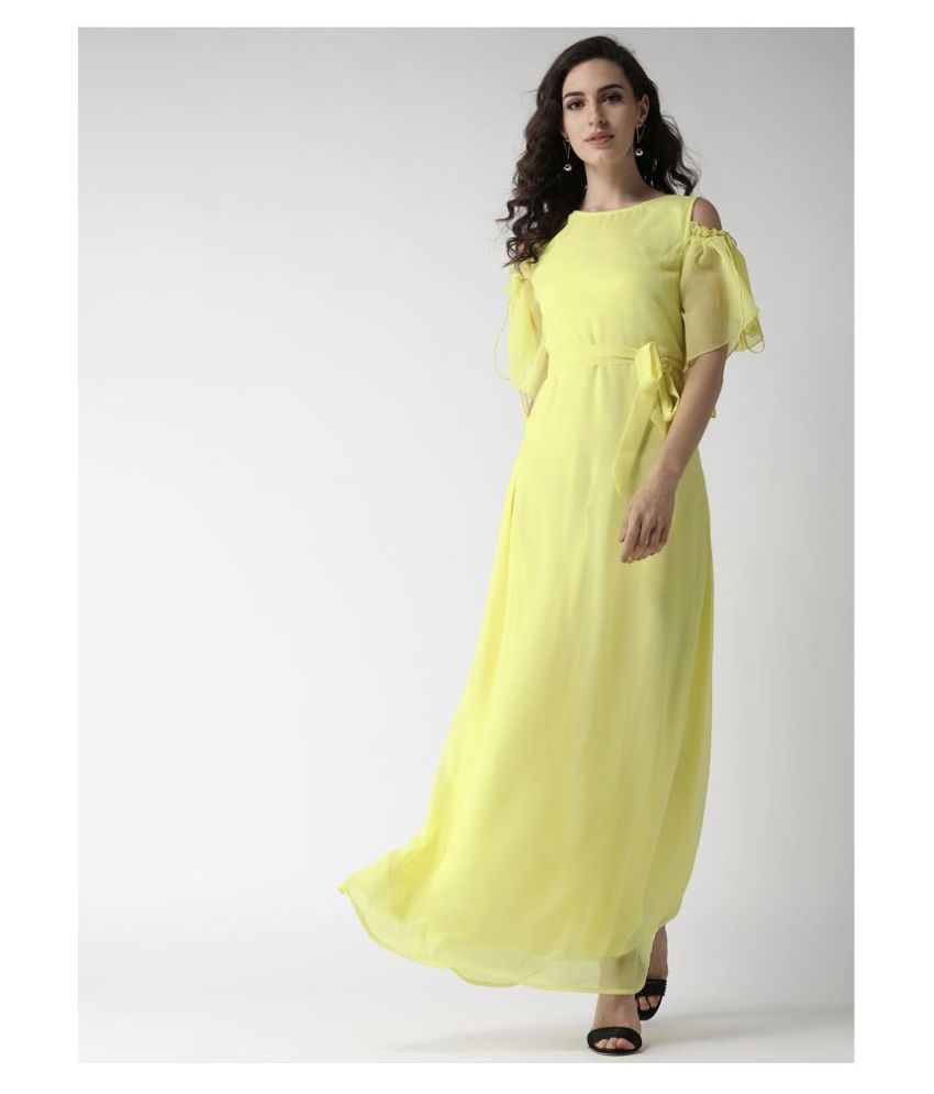 La Zoire Georgette Yellow Regular Dress