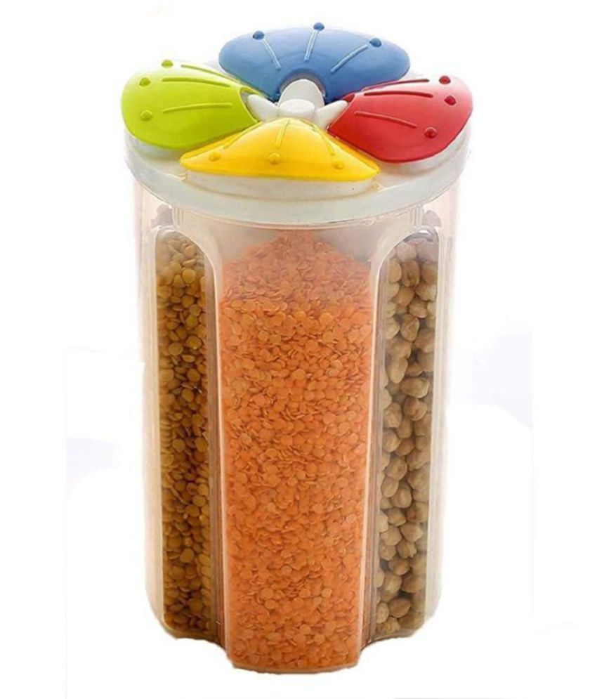 Spice, Grocery, Nuts Storage Container with 4 Section 2200ml Set of 1