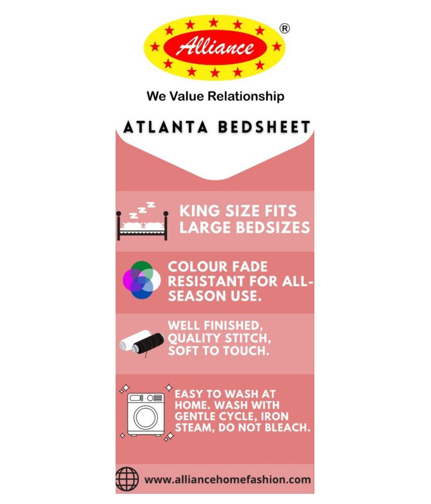 Alliance Cotton Double Bedsheet with 2 Pillow Covers Buy Alliance Cotton Double Bedsheet with