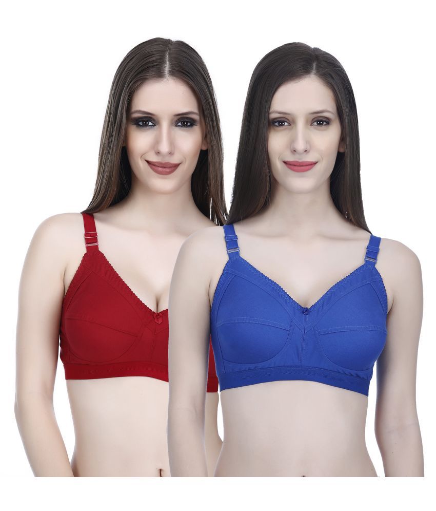     			Elina Pack of 2 Cotton Non Padded Women's T-Shirt Bra ( Multi Color )