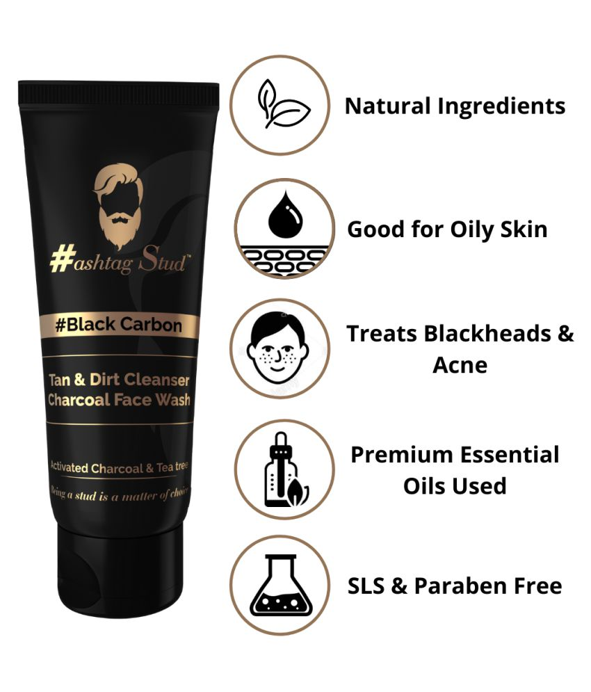 Hashtag Stud Black Carbon Charcoal Dirt & Tan Cleanser Face Wash 80 g