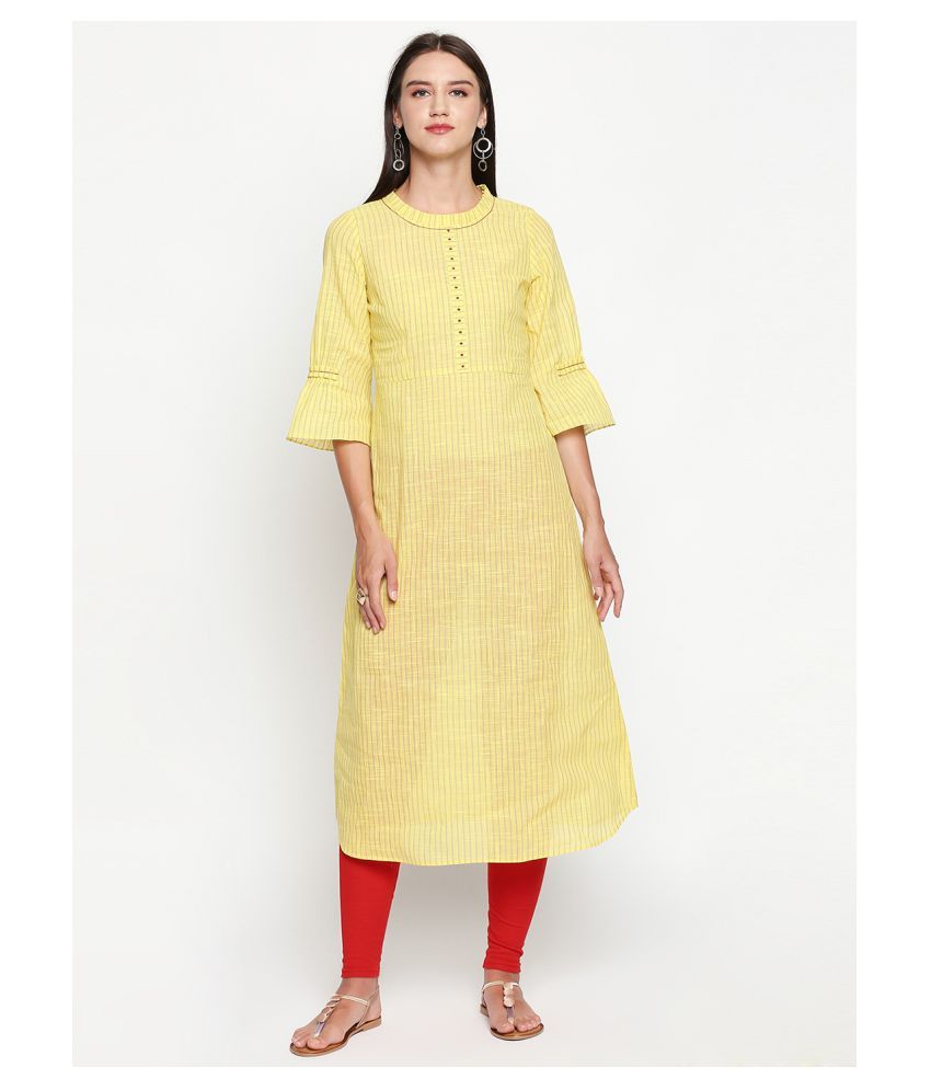 Maahi Yellow Cotton Straight Kurti Buy Maahi Yellow Cotton Straight