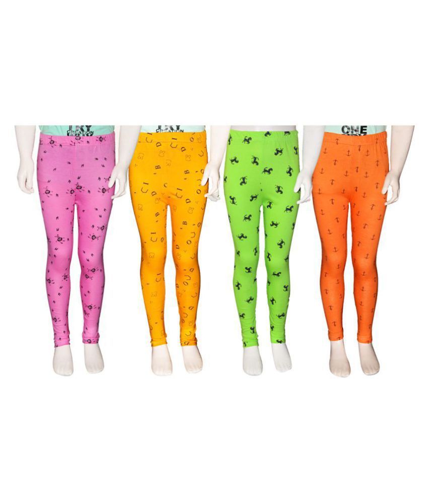     			FnMe Printed Girl's Leggings -Pack of 4