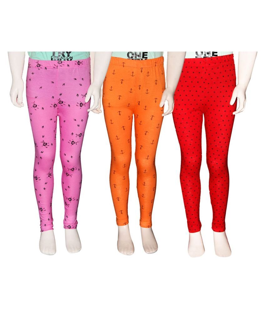     			FnMe Printed Girl's Leggings -Pack of 3