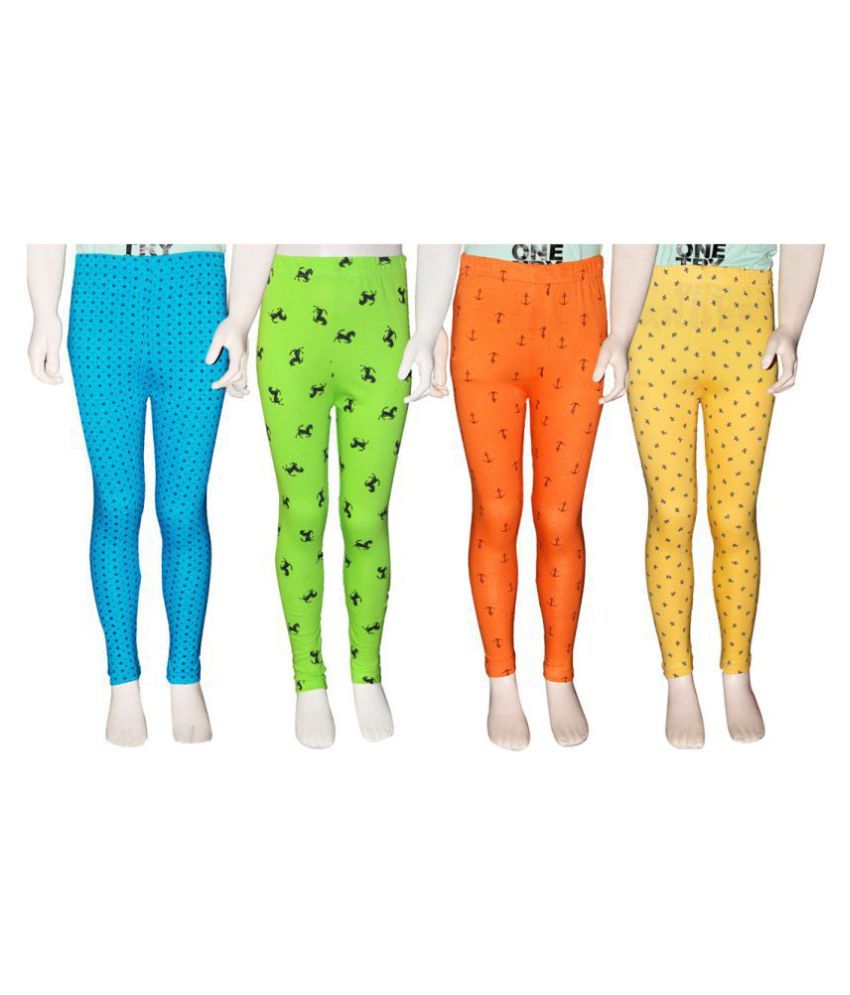     			FnMe Printed Girl's Leggings -Pack of 4