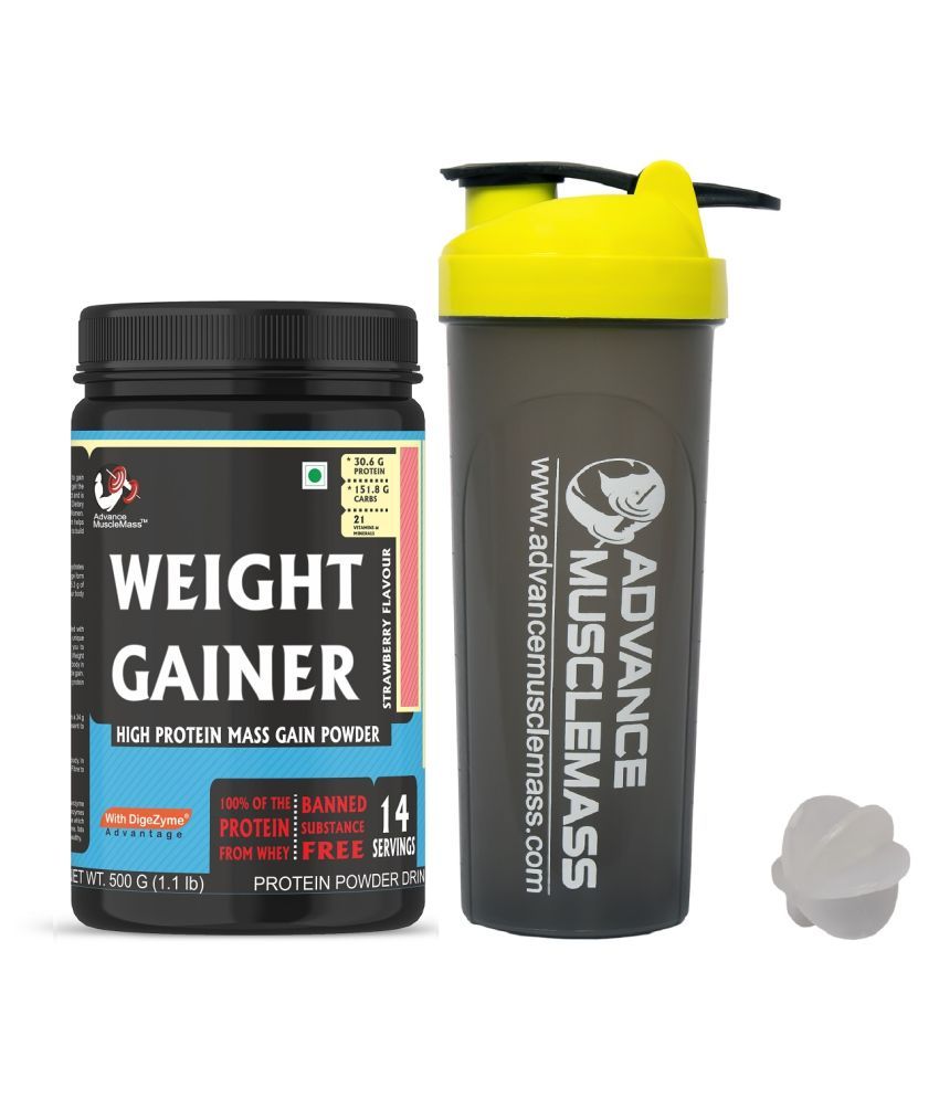 Advance MuscleMass Weight Gainer Enzyme Blend With Shaker 500 gm Weight