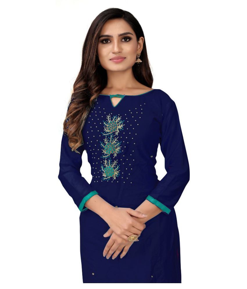 Heer Ethnic Blue Cotton Dress Material Buy Heer Ethnic Blue Cotton 