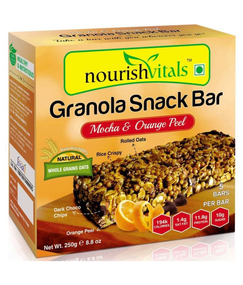 NourishVitals  Mocha & Orange Peel (5 Bars) Protein Bar - 250 g