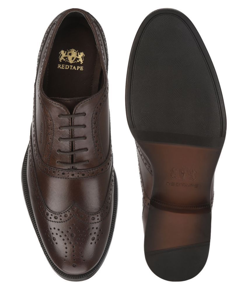 red tape brown brogue shoes