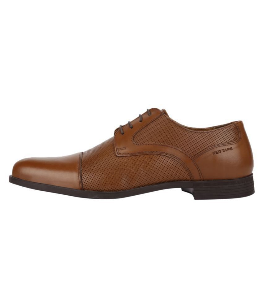 red tape tan derby formal shoes