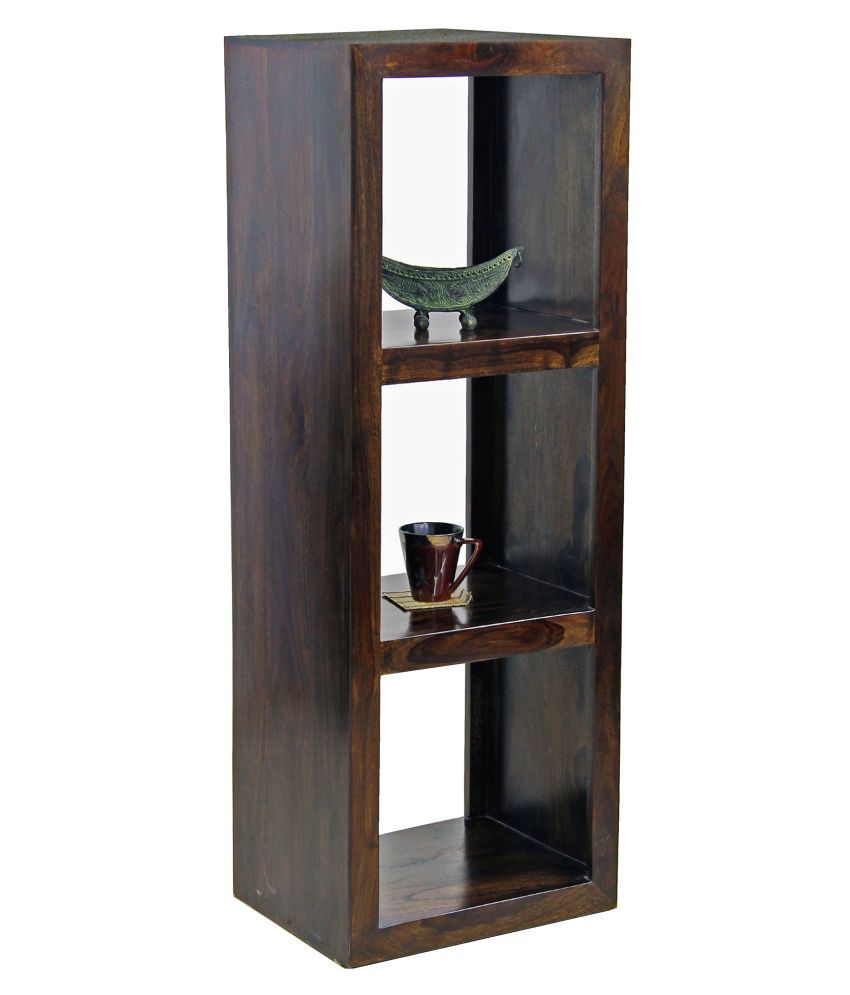 TimberTaste Sheesham Wood Solid Wood Open Book Shelf Finish Color Dark Walnut