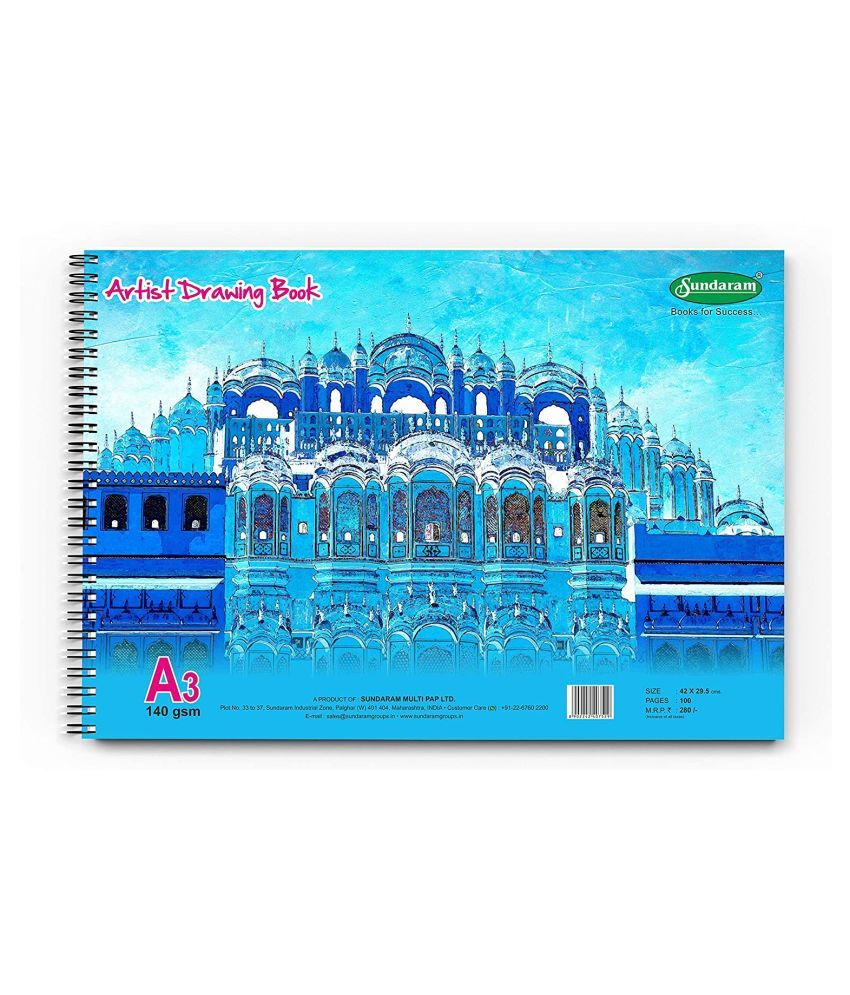 Sundaram D-12 Artist Drawing Book - A3-100 Pages - Pack of 