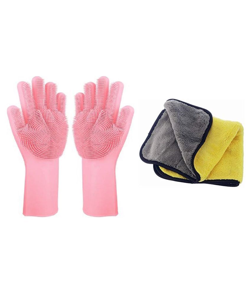 Microfiber Cloth And Rubber Gloves Cleaning For Home,Office,Table,Kitchen For Clean Everything