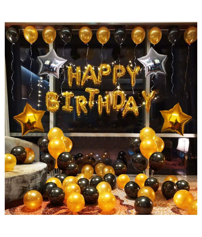 RHYTHM BALLOONS SET OF 55PCS 1 HAPPY BIRTHDAY GOLDEN +25 GOLDEN & 25