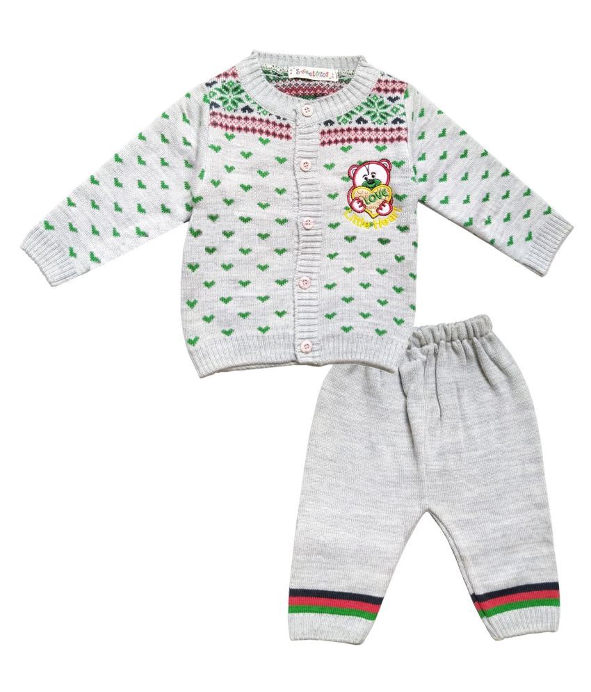 Sweetums Baby Boys' Woolen Clothing Set (United Colors Light Gray