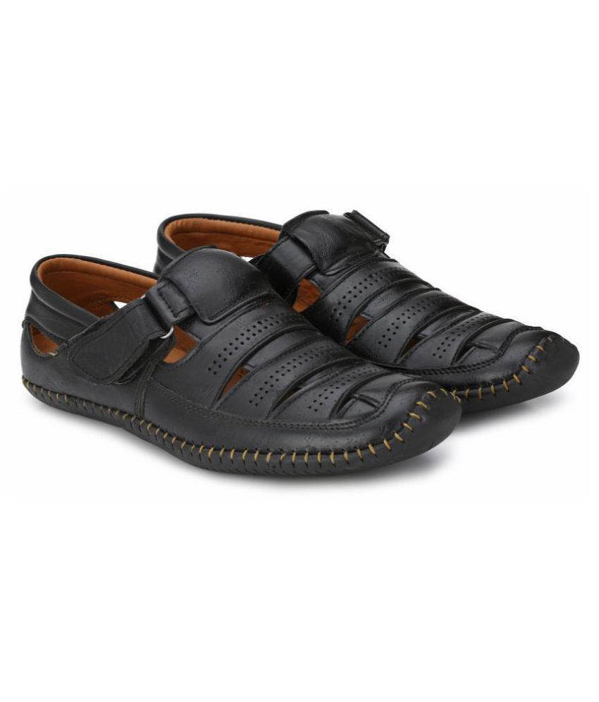 Afrojack Black Synthetic Leather Sandals - Buy Afrojack Black Synthetic  Leather Sandals Online at Best Prices in India on Snapdeal
