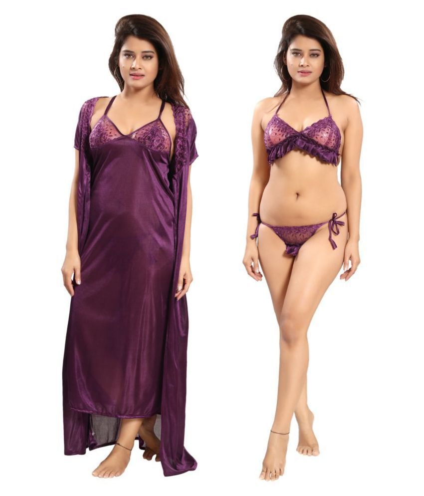     			Reposey Satin Nighty & Night Gowns - Purple